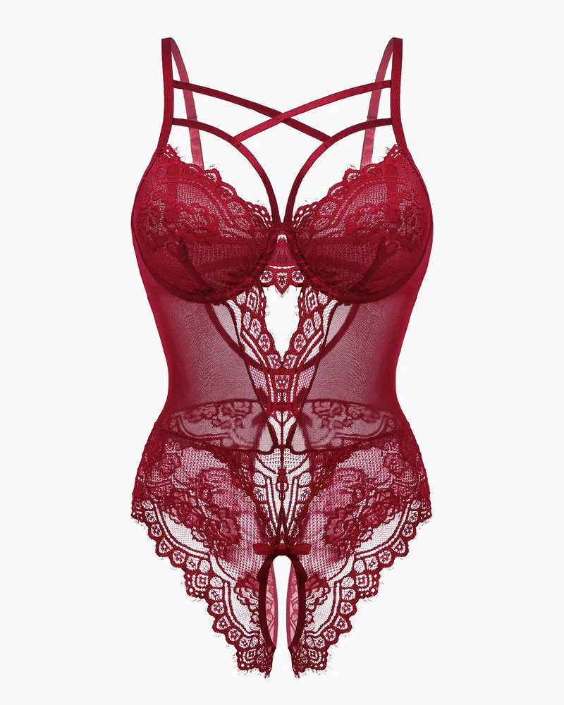 2 Pack Floral Lace Harness Bodysuit