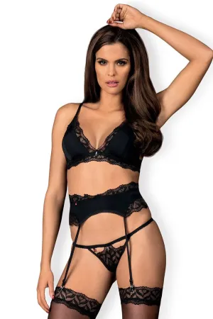 Arisha Bra. Thong & Garter Belt. L-XL (UK 12-14)