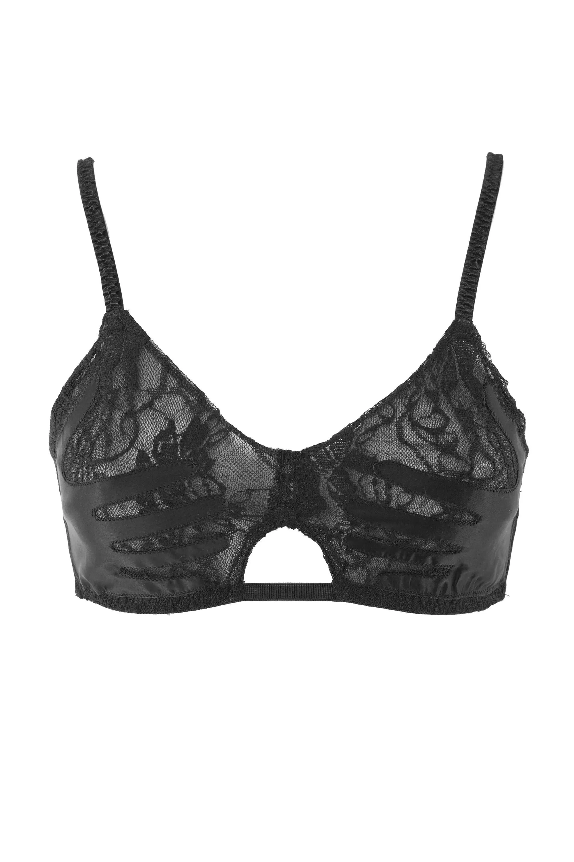 Bettie Page Black Hand Print Lace Bra