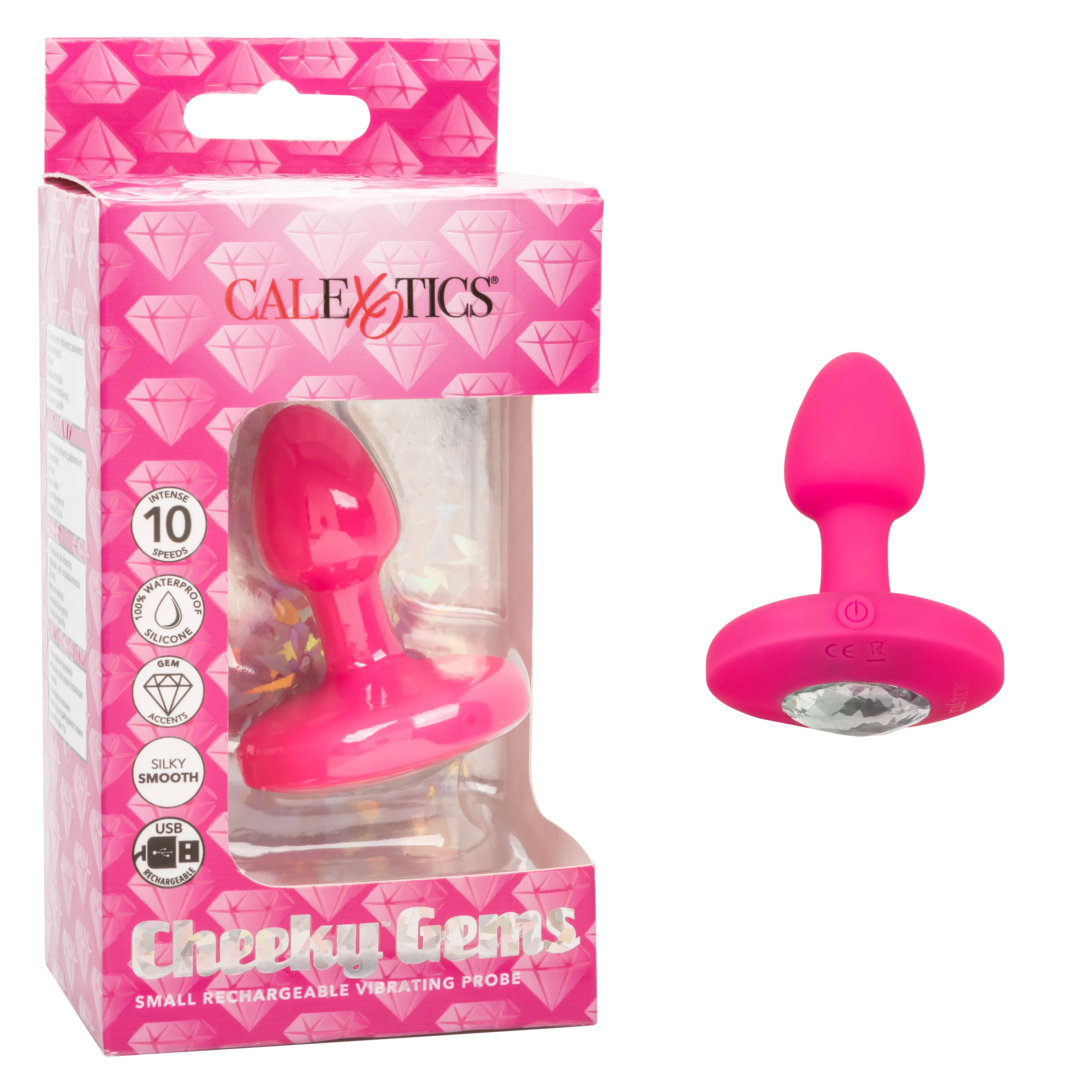 Cheeky Gems Small Rechargeable Vibrating Probe - Pink