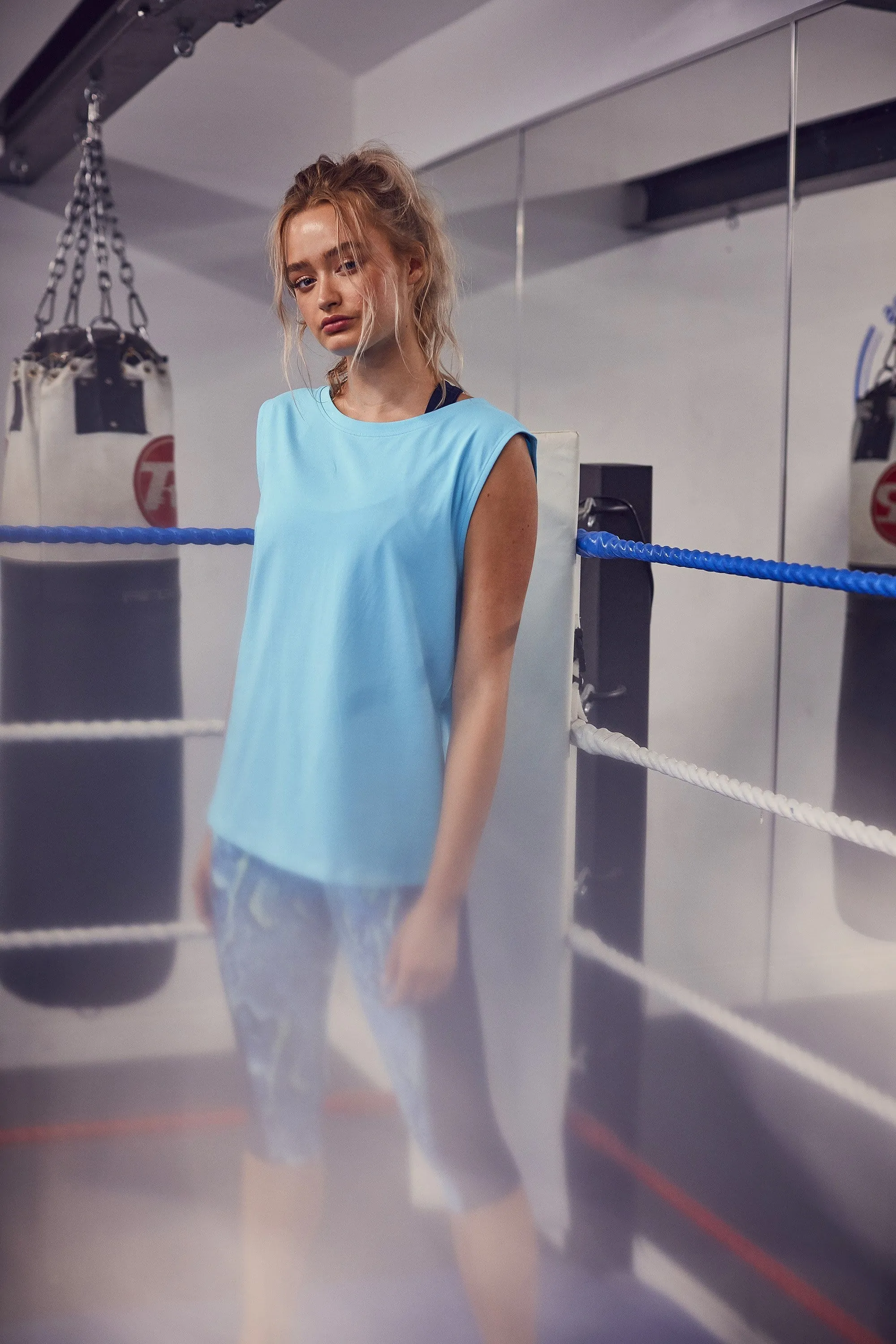 Cotton Knot Front Vest Blue