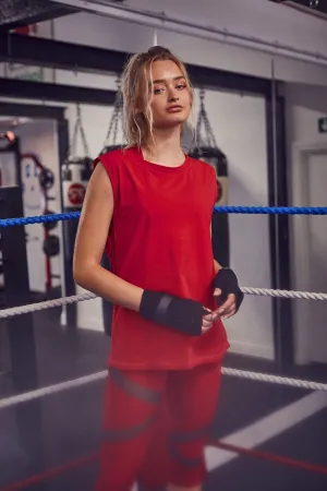 Cotton Knot Front Vest Red