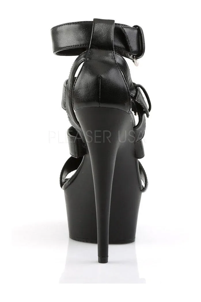 DELIGHT-658 Platform Sandal  | Black Faux Leather