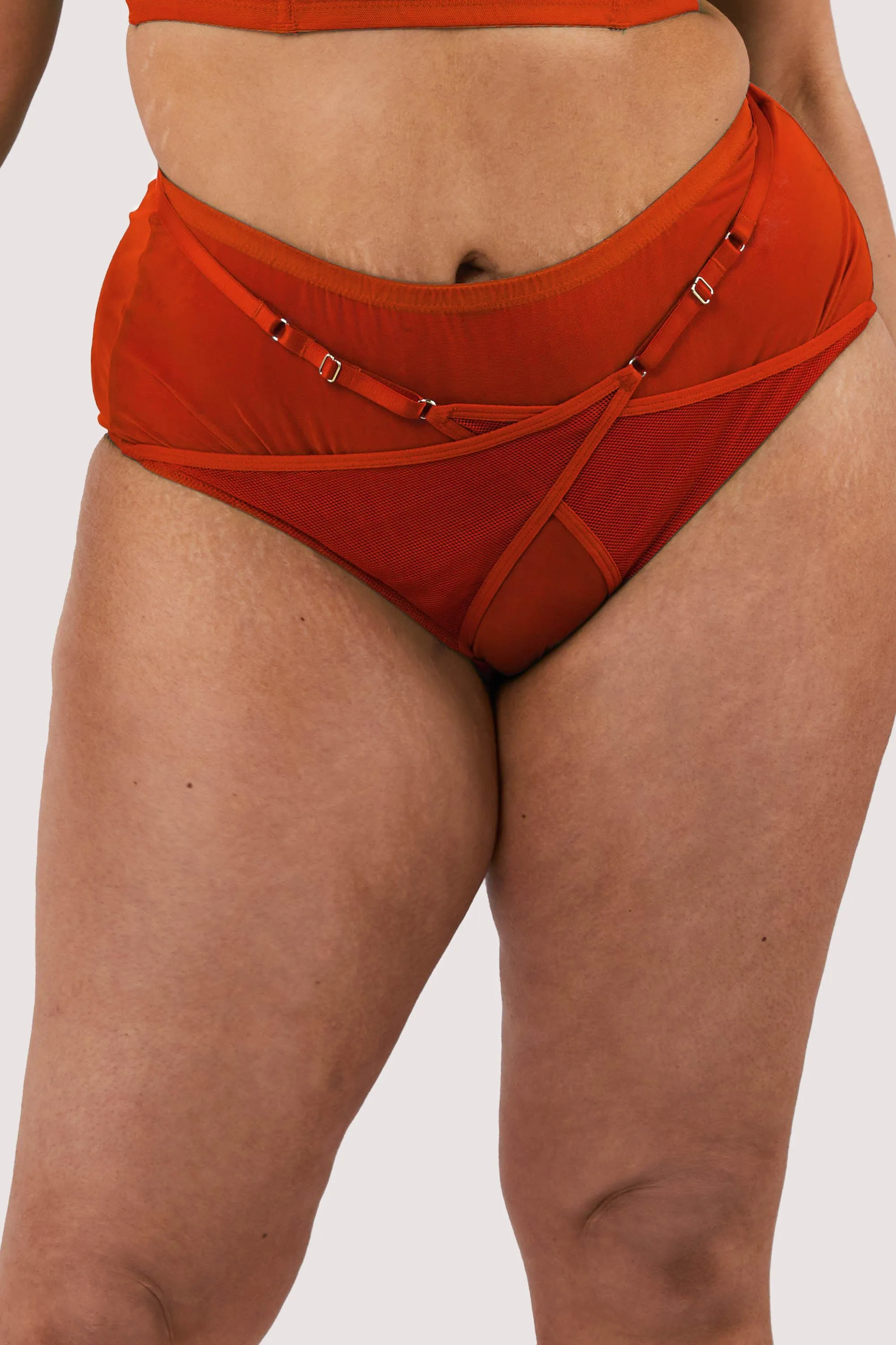 Eddie Red Crossover Wrap High Waist Brief