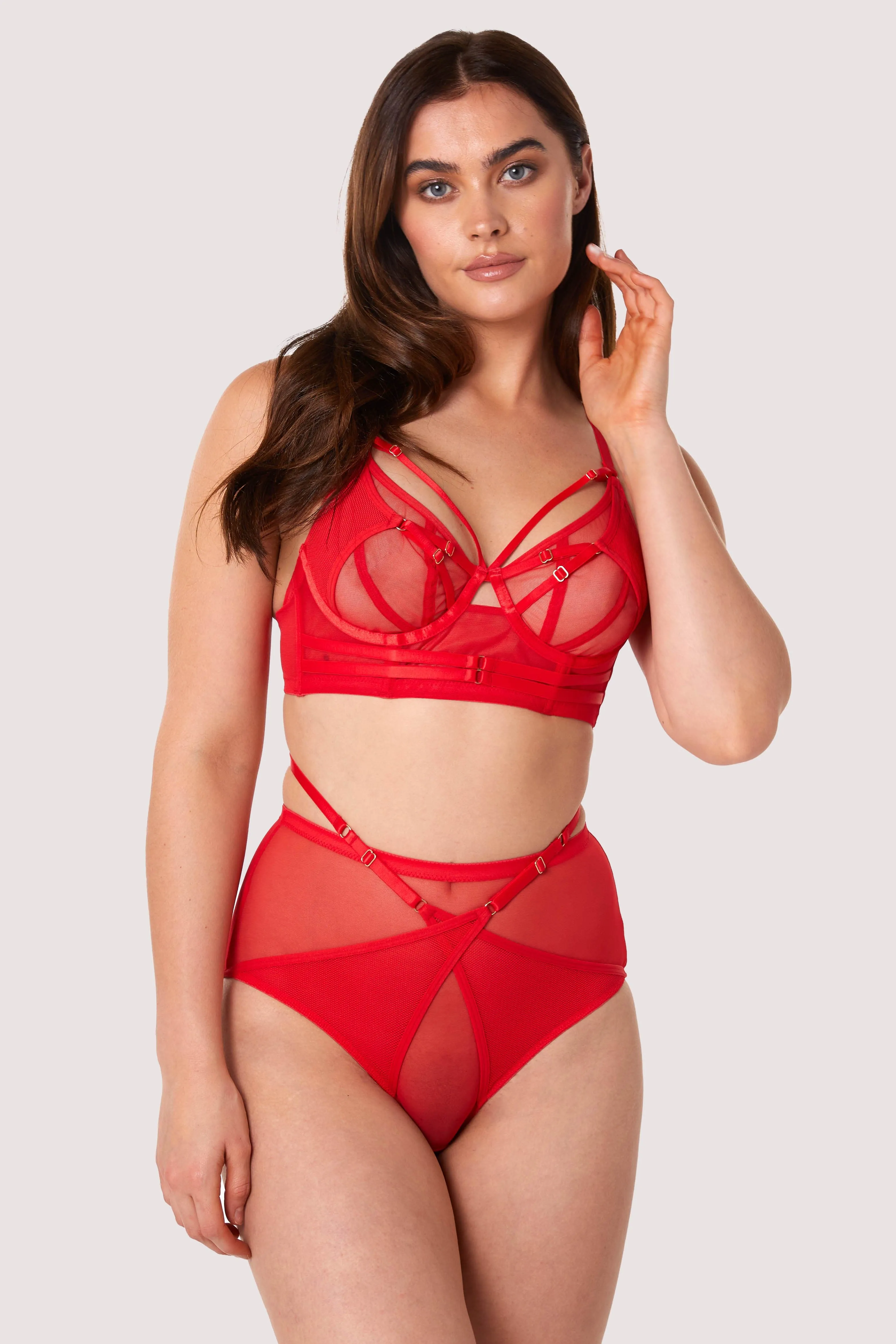 Eddie Red Crossover Wrap High Waist Brief