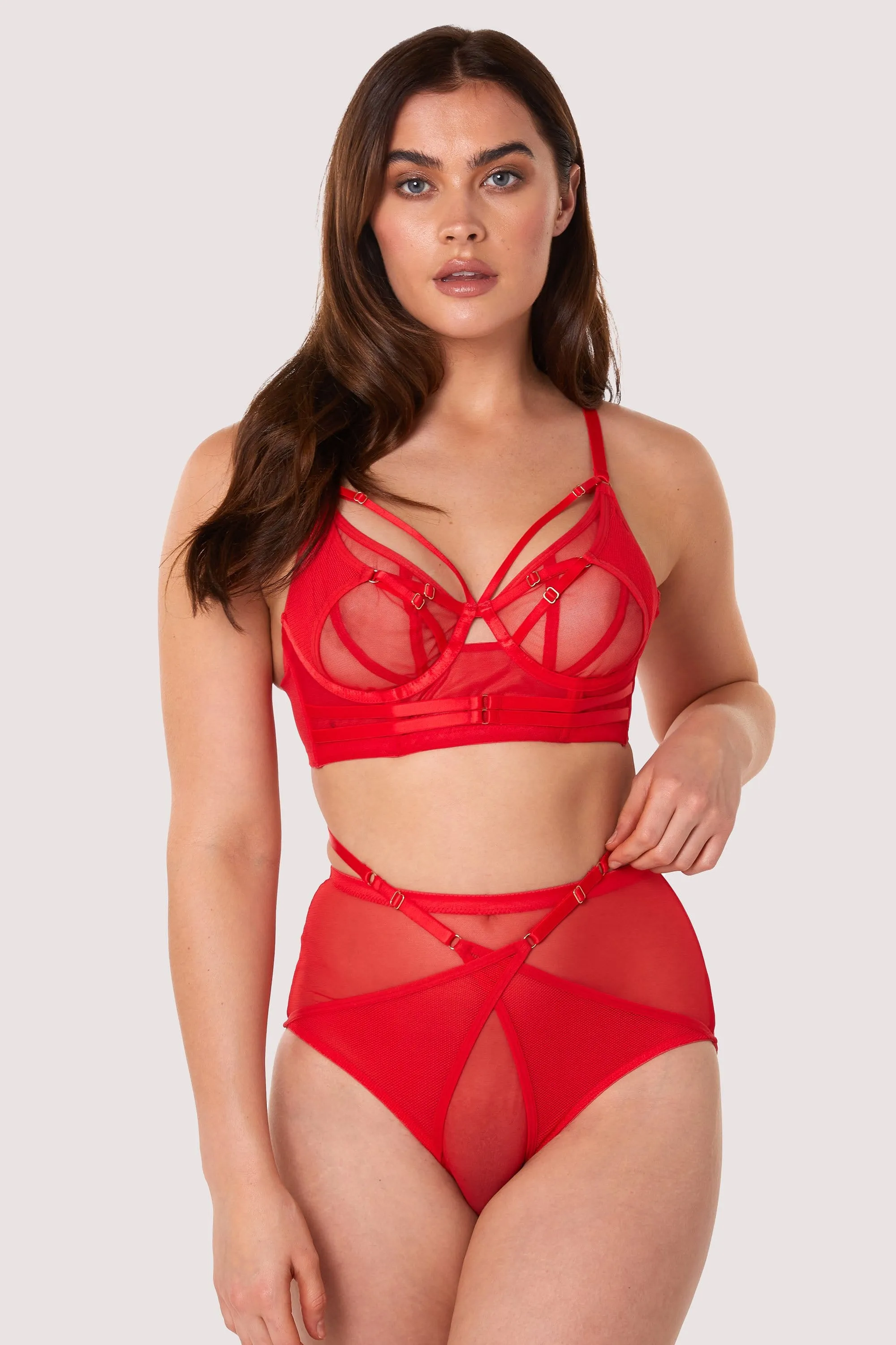 Eddie Red Crossover Wrap High Waist Brief