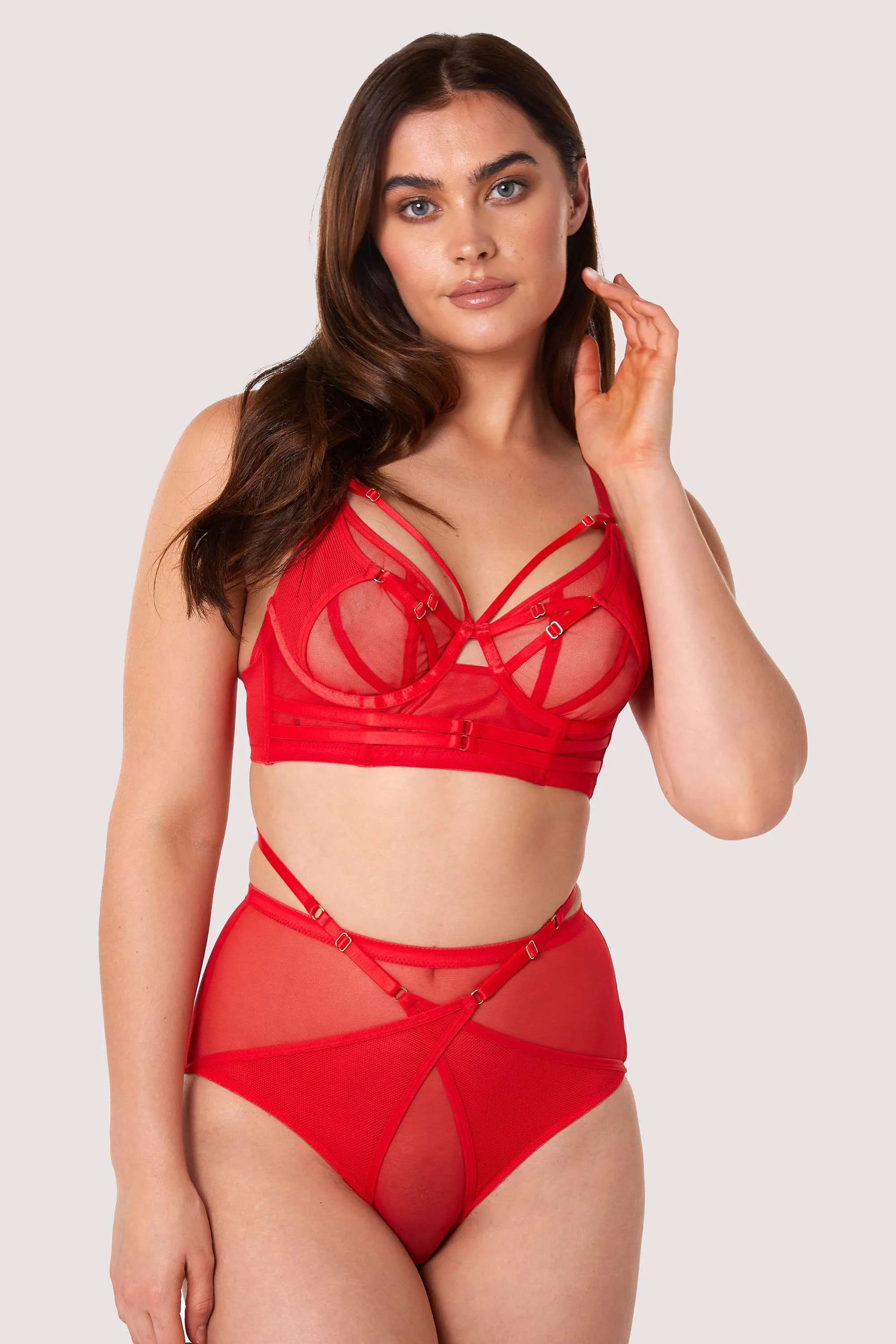 Eddie Red Crossover Wrap High Waist Brief