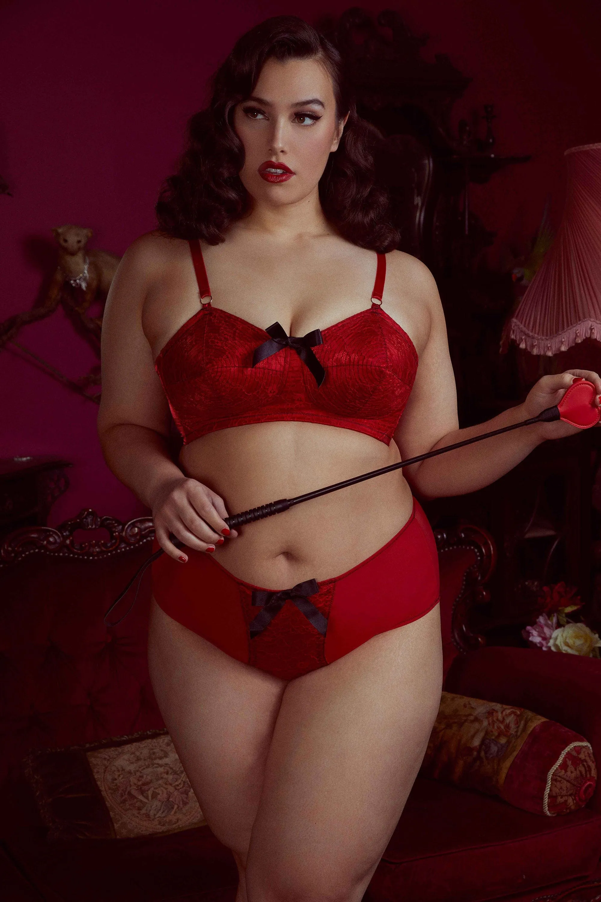 Elsie Lace High Waisted Brief Red