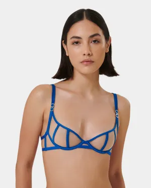 Etta Sheer Strappy Bra Blue