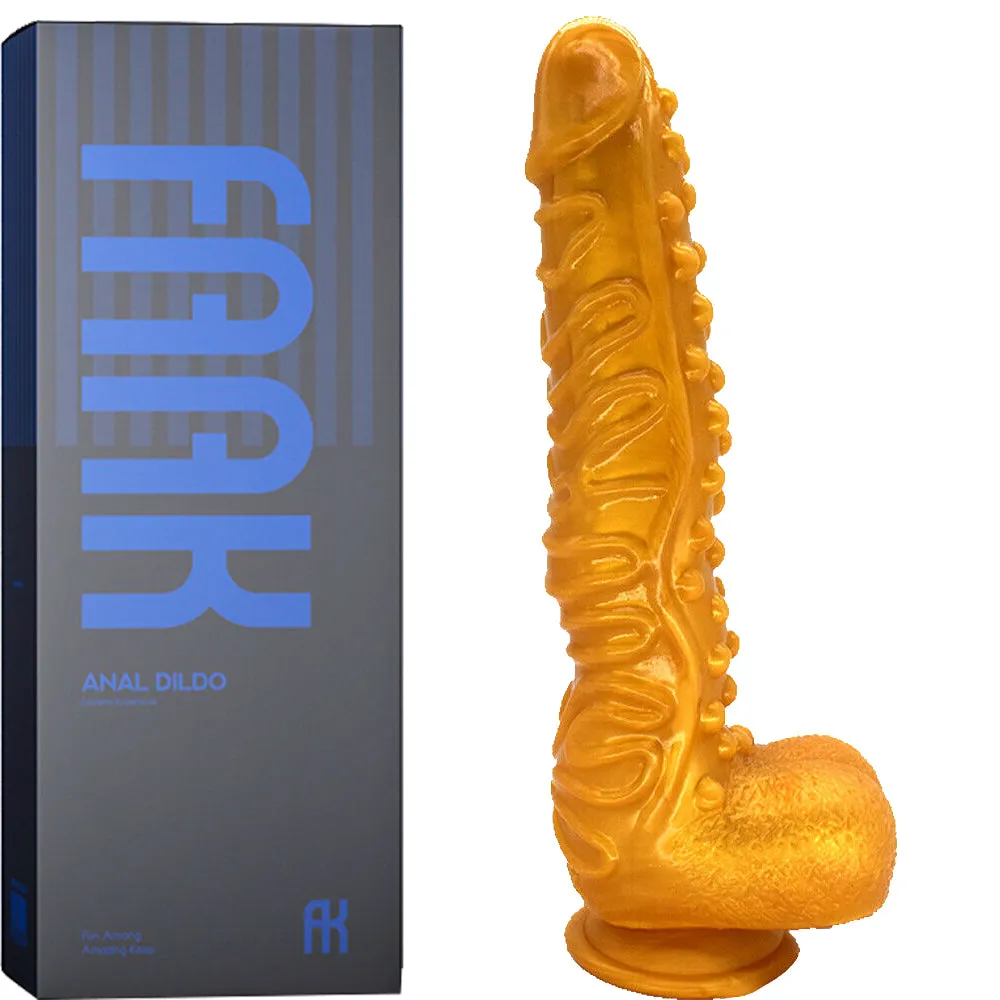 FAAK G130 Large 10.3 Textured Dildo Liquid Silicone Dong Alien Sex Toy