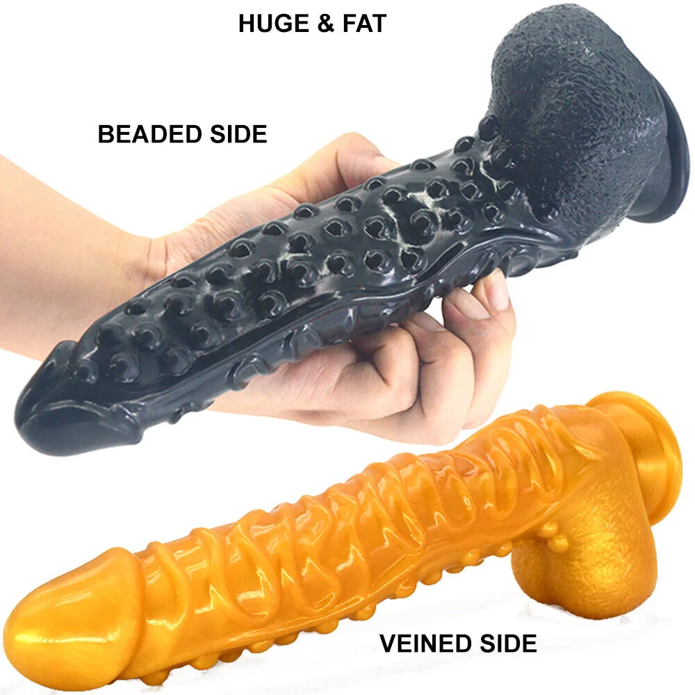 FAAK G130 Large 10.3 Textured Dildo Liquid Silicone Dong Alien Sex Toy