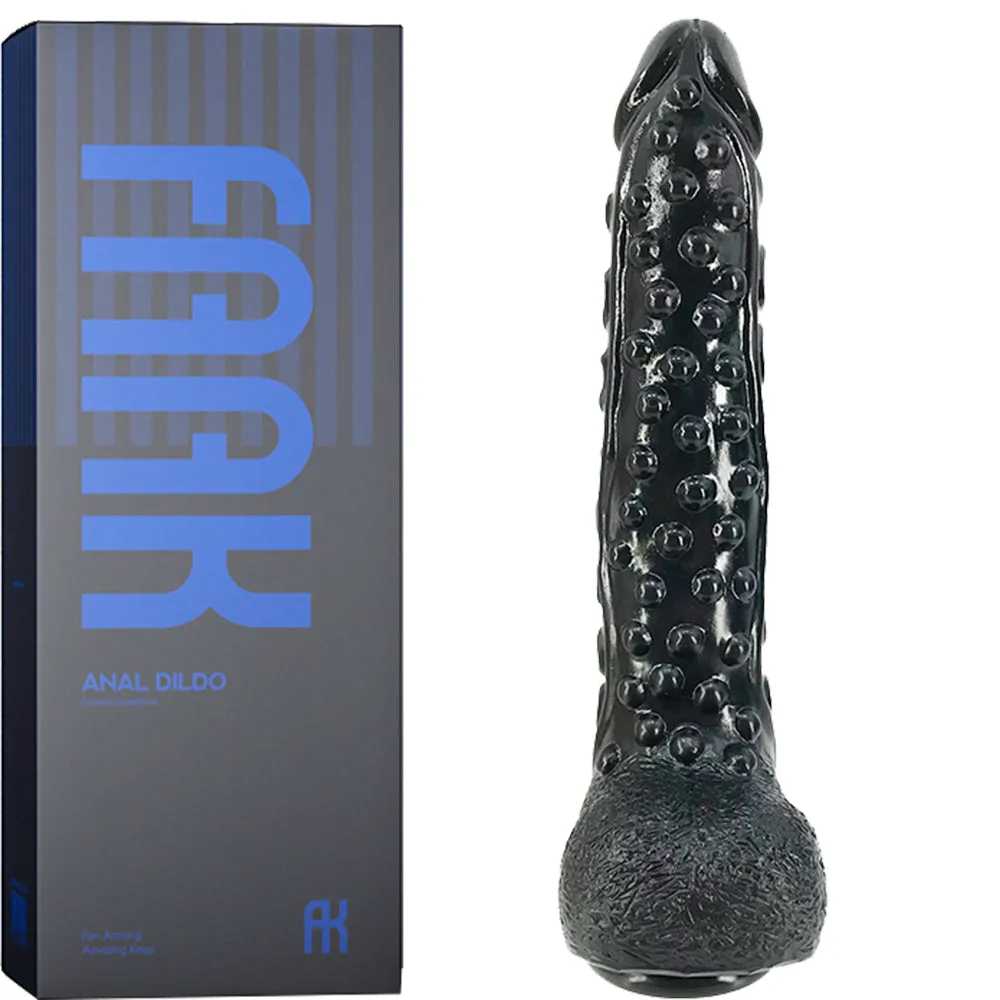 FAAK G130 Large 10.3 Textured Dildo Liquid Silicone Dong Alien Sex Toy