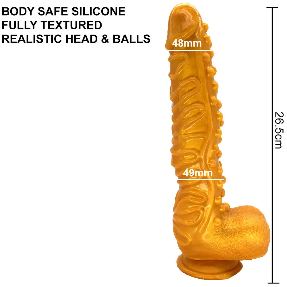 FAAK G130 Large 10.3 Textured Dildo Liquid Silicone Dong Alien Sex Toy