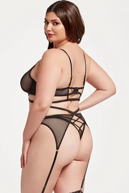 Fishnet Bra & Garterbelt Set