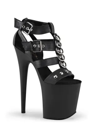 FLAMINGO-858 Black Faux Leather Sandal