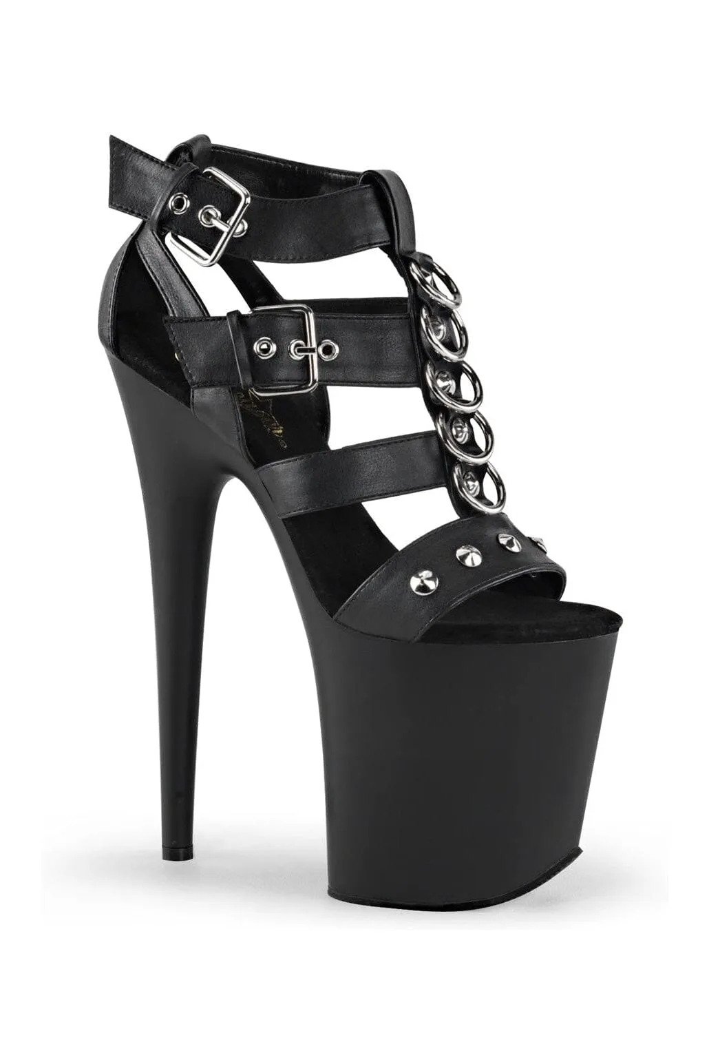 FLAMINGO-858 Black Faux Leather Sandal