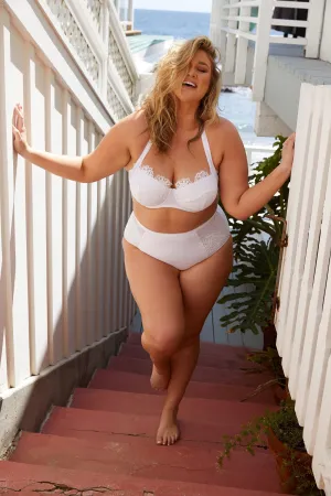 Hunter McGrady Plus Size/Curve White Balcony Lace Bikini Top