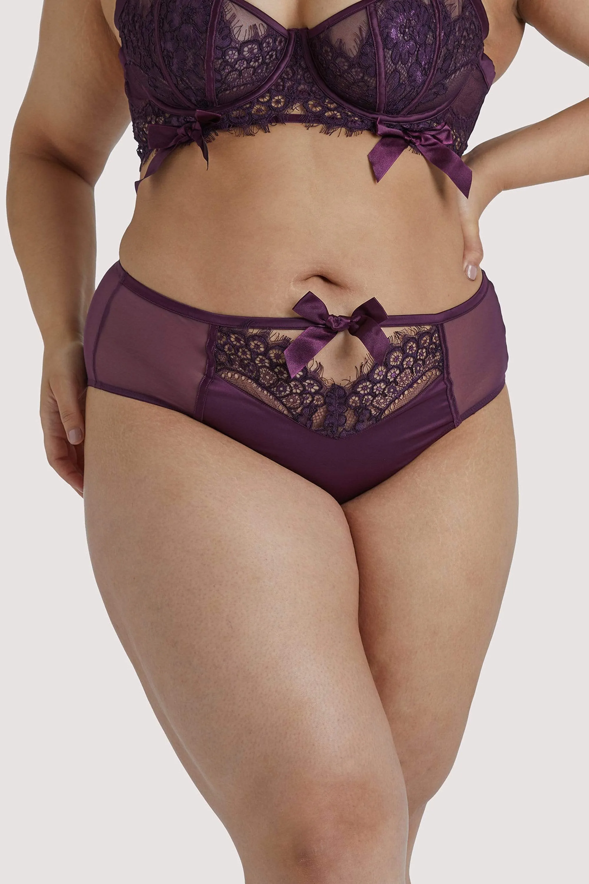 Josephine Aubergine Corded Lace High Waist Knicker