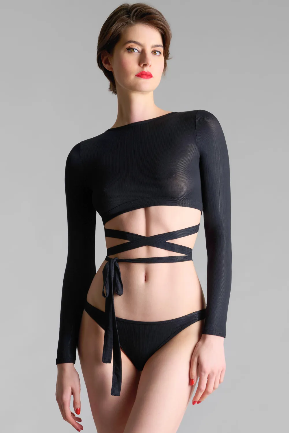 La Femme Amazone Long Sleeve Top Black