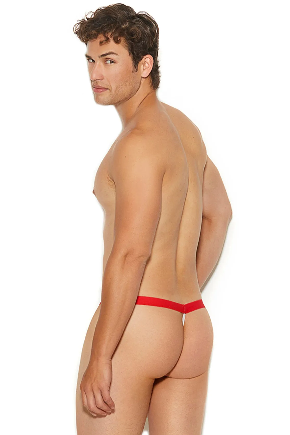 MEN'S MESH STRIPPED G-STRING POUCH