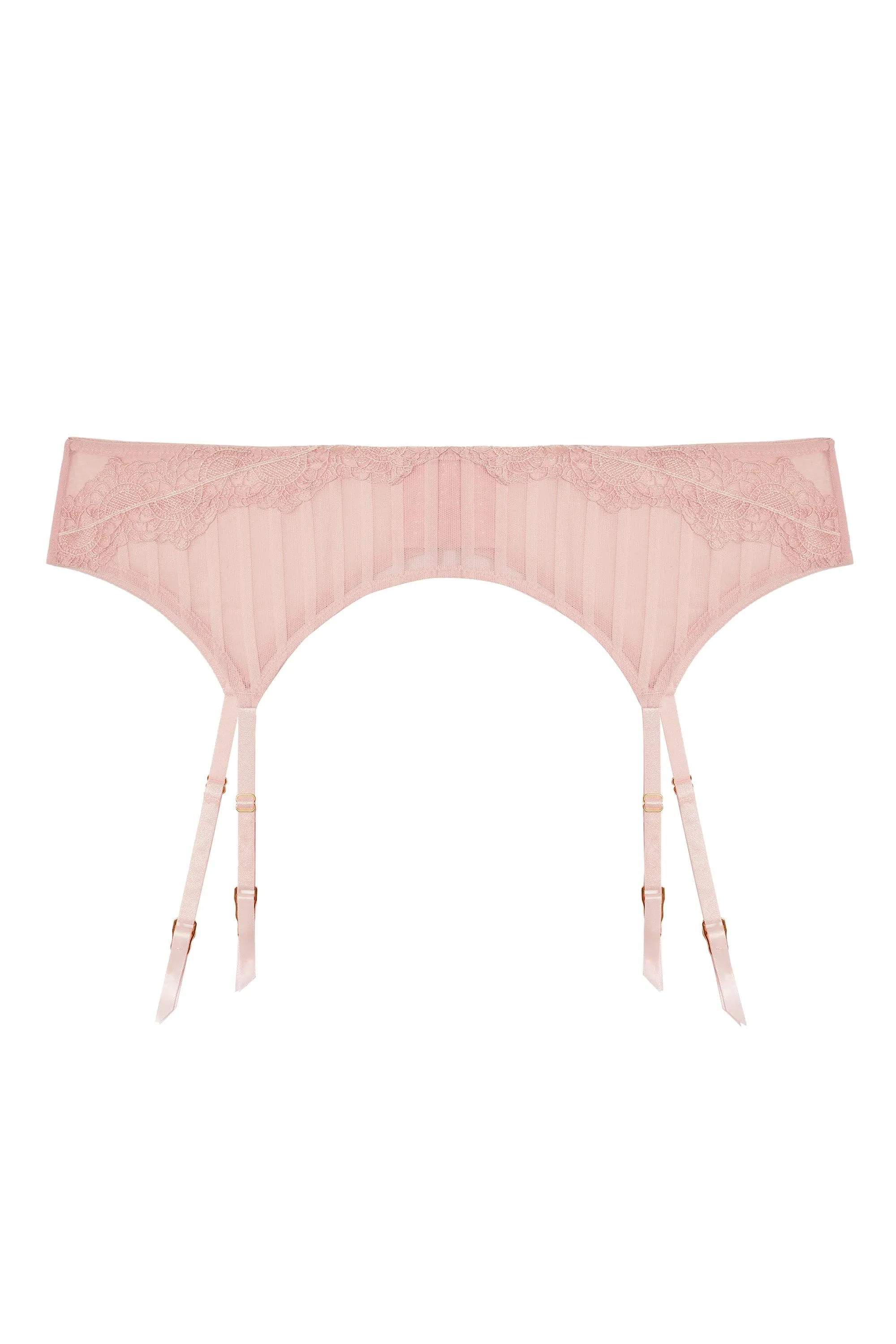 Presley Pink Stripe And Lace Trim Suspender