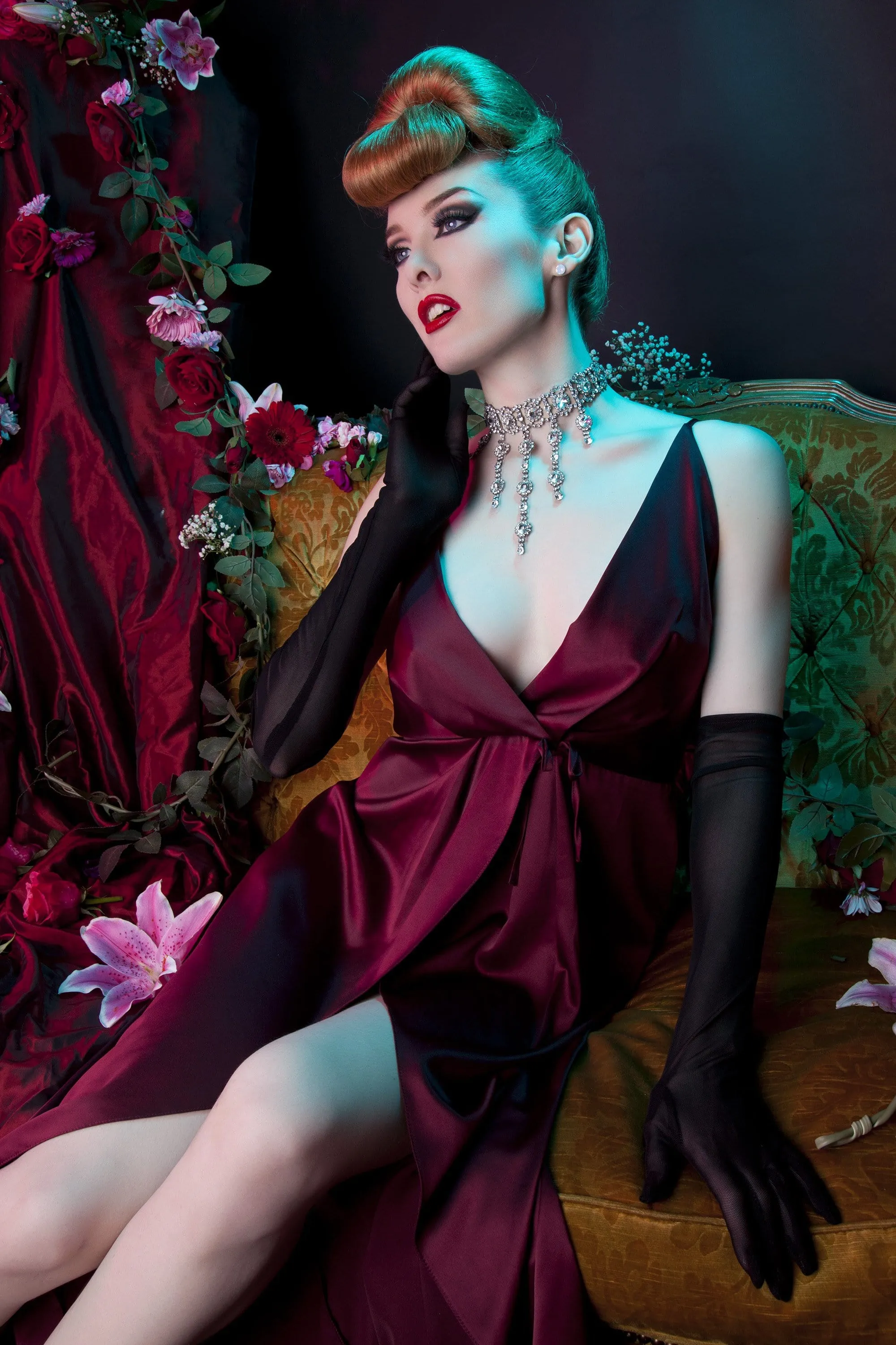 Reina Wine Satin Chemise