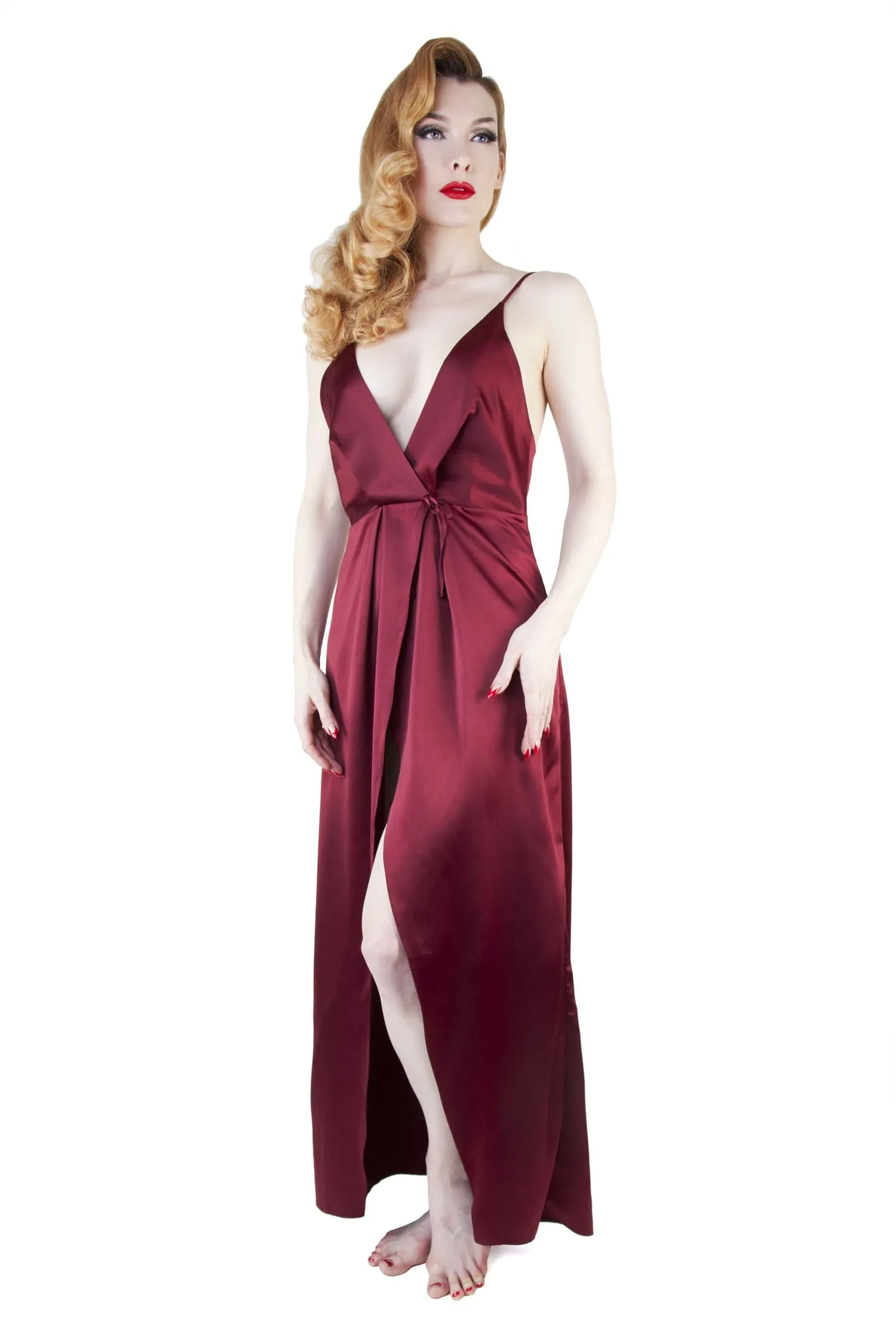Reina Wine Satin Chemise