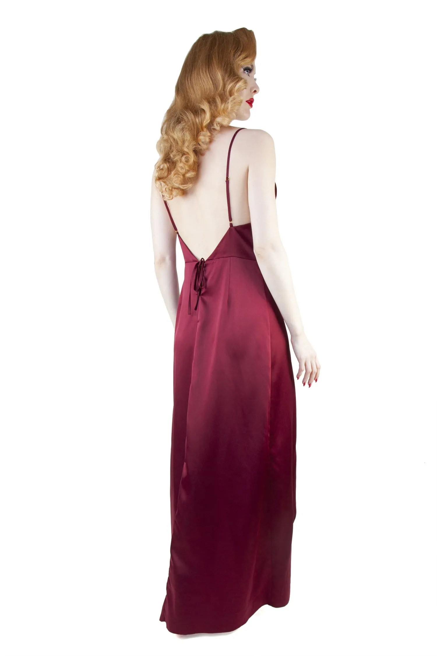 Reina Wine Satin Chemise