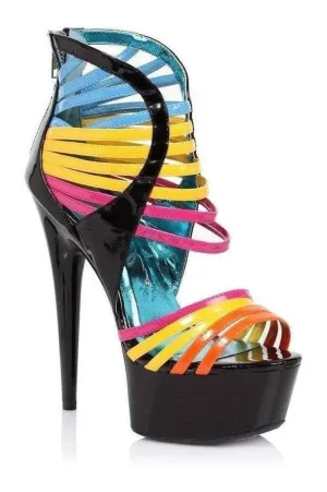 SS-609-SUNKISS Platform Sandal  | Multi-Color Patent