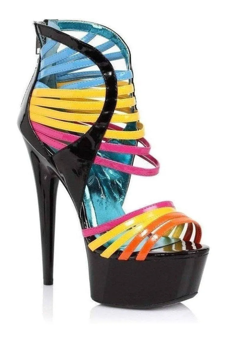 SS-609-SUNKISS Platform Sandal  | Multi-Color Patent
