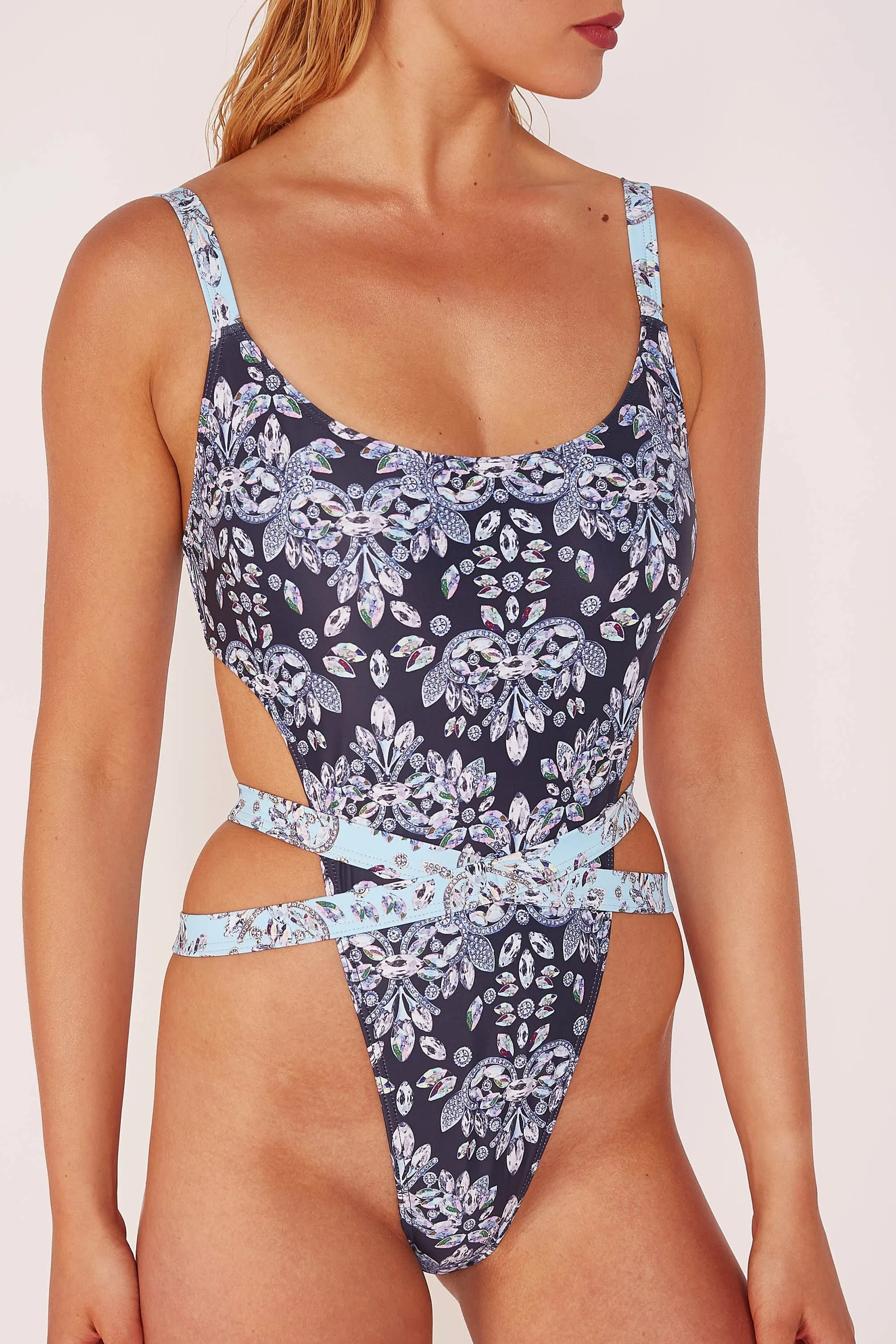 Wolf & Whistle Jewel Baroque Print Swimsuit