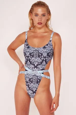 Wolf & Whistle Jewel Baroque Print Swimsuit